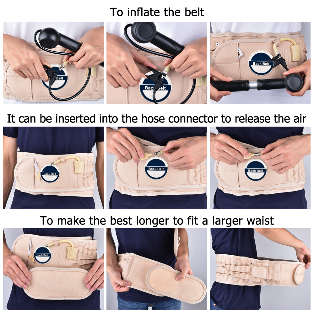 Belt Support Care Health Brace Physio Decompression Back Relief Waist Lumbar Traction Backache Heat Therapy Pain Massager Parent