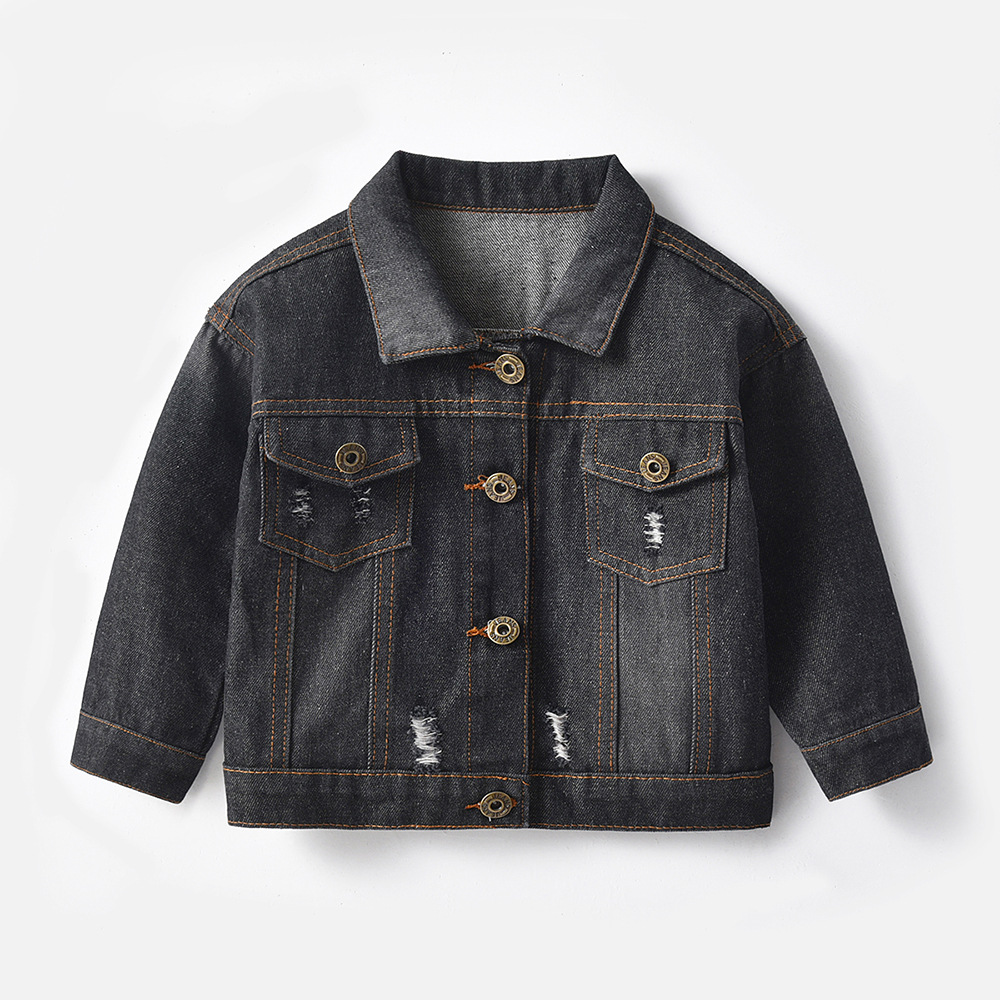 2023Autumn Fashion Jean jacket Unisex Zipper Long Sleeve Jacket Children's Wear