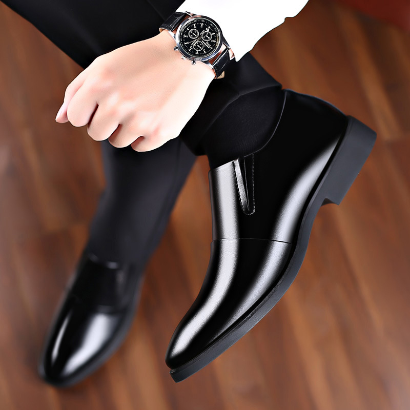 Mens PU Leather Dress Shoes Formal Business Loafers Pointed Toe Wedding Shoes