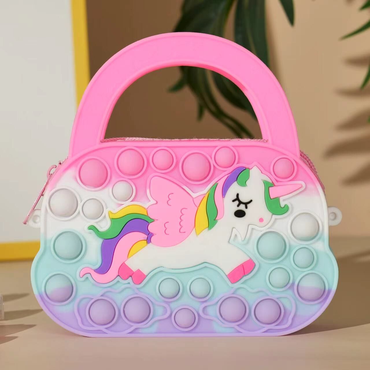 Unicorn Purse Rainbow Handbag Toys for Girls Kids Pop Sensory Popper Toy for Unicorn Birthday Gifts