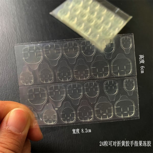 50sheet/Bag Yellow Transparent Double Sided Self Adhesive Sticker Collapsible Jelly Waterproof DIY Fake Nail Extension Glue Tool