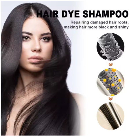Black Hair Dye Shampoo 3 in 1 Growth Clean Hair Darkening Deep Nourishing Black Hair Dye Shampoo Natural Organic Herbal