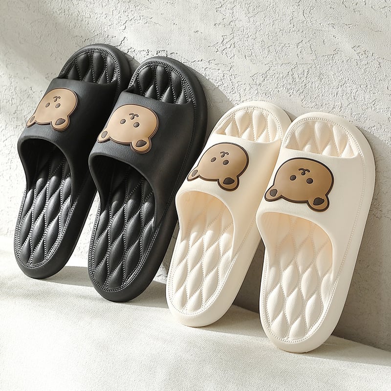 Feet feeling slippers Wearing indoor home anti-skid bathroom in summer Lovers cute cartoon home sandals