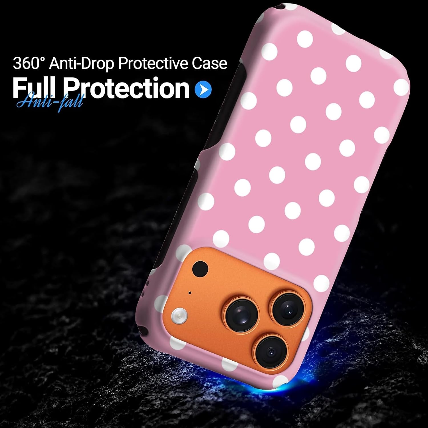 Magnetic Case for iPhone 17 Pro, Y2K Style Polka Dot Pink Design Compatible with MagSafe,Upgrade Hybrid Dual Protection Silicone + Hard PC Full Body C