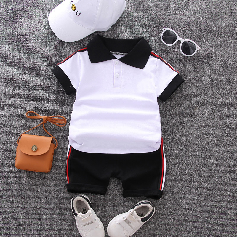 Baby boy summer suit new baby children's clothing boy summer short sleeve two-piece suit tide