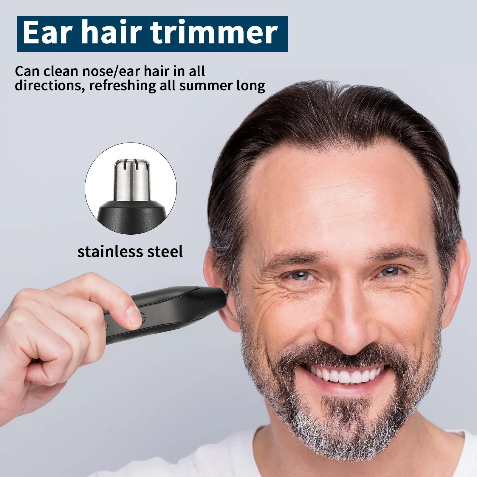 Nose Hair Trimmer Eyebrow & Facial Hair Trimmer Rechargeable Painless Eyebrow Razor for Ear Beard Hairline Metal Trimming Tool