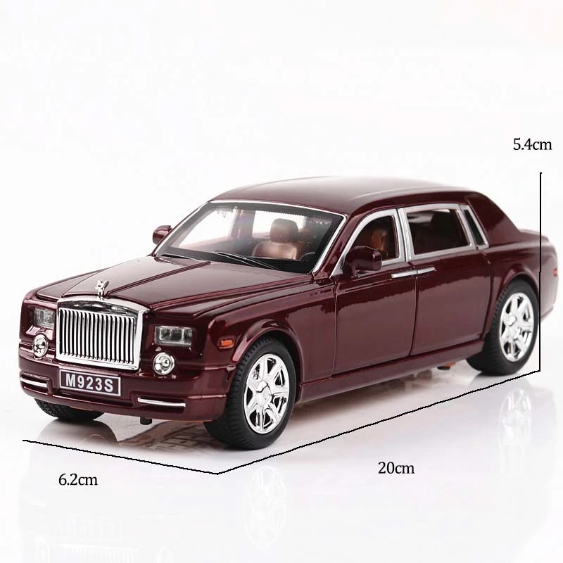 (Boxed) 1:24 Rolls-Royce Phantom alloy car model boutique 6 doors with loud sound and light decoration collection