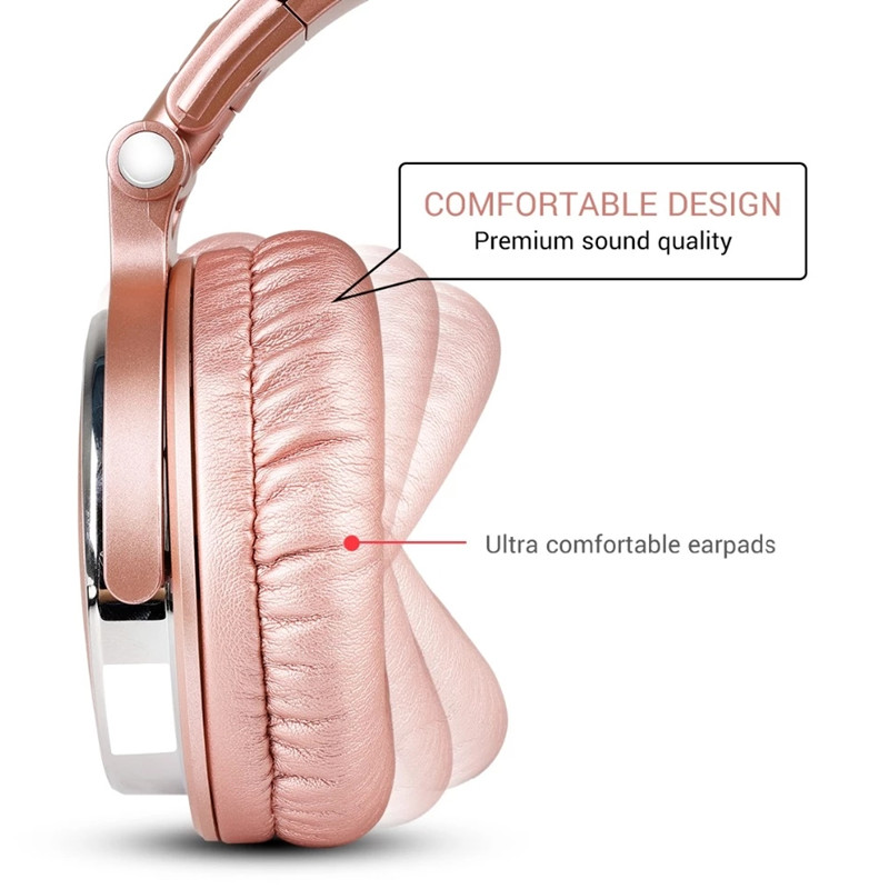 OneOdio Professional Studio DJ Wired Headphones With Microphone Over Ear HiFi Monitors Music Headset Earphone For Phone PC Pink