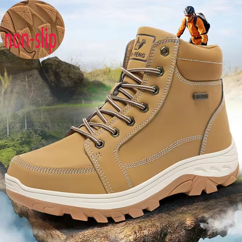 Winter Men's Boots Waterproof Warm Fur Snow Boots Men's Outdoor Winter Work Casual Shoes Rubber Ankle Boots