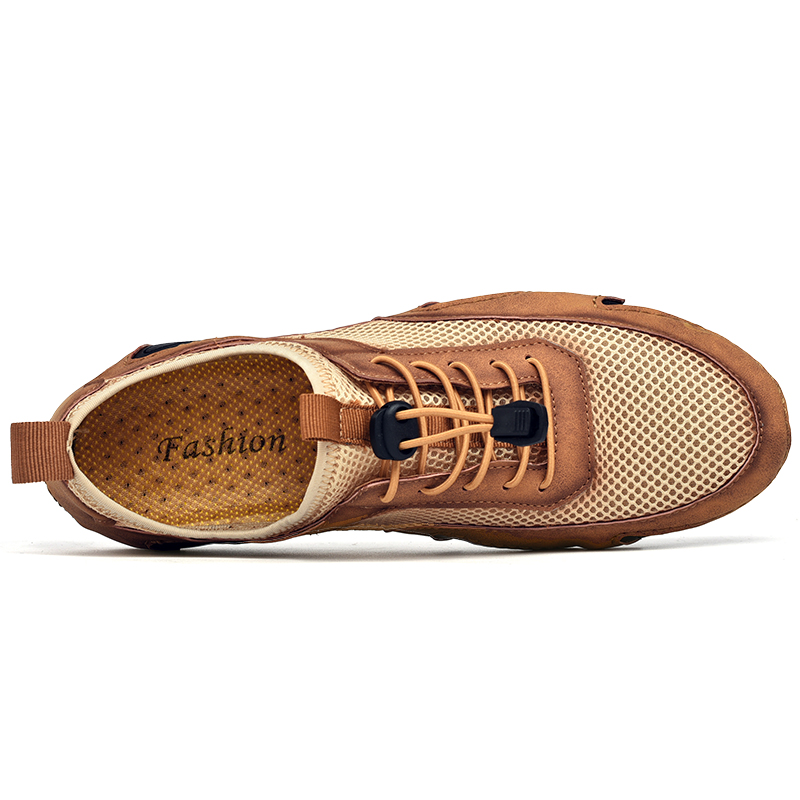 Breathable Genuine Leather Shoes Men Loafers Octopus Leather Casual Men Shoes Summer Driving Shoes Flats Lace-Up Footwear