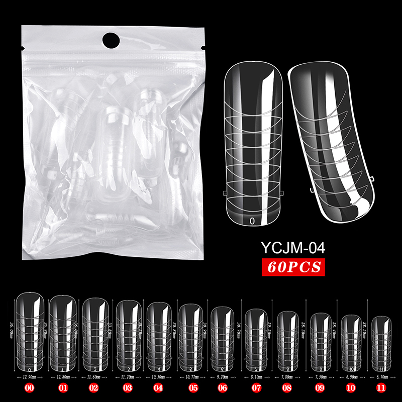 60pcs Nail Dual Forms Full Cover False Nails Quick Building Mold Tips Fake Nail Shaping Extend Top Molds Accessories