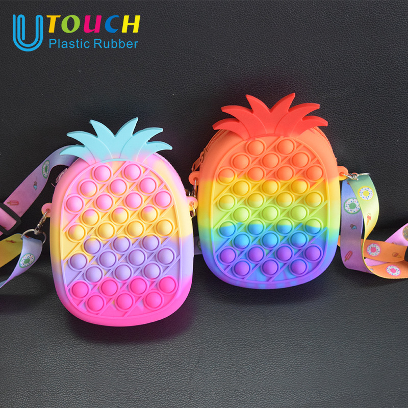 Cute Popper Sensory Popet Silicone Push Bubble Stationery Storage Bag Popite Antistress Coin Purse Fidget Toy For Kids Children