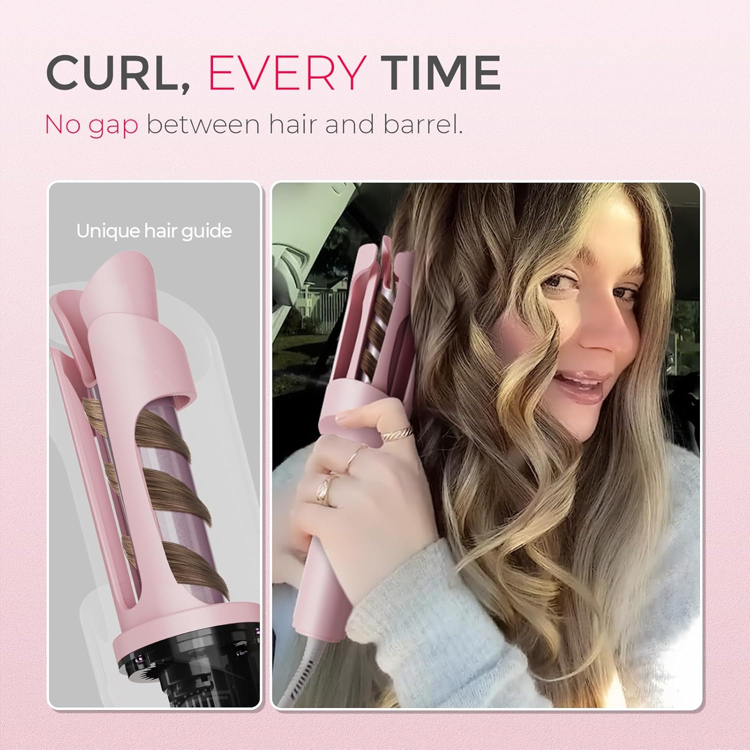 TYMO Automatic Rotating Curling Iron - TYMO CURLPRO Beach Waves Curling Wand, Portable Hair Curler, 500 Million Ionic, Dual Voltage & Lightweight for