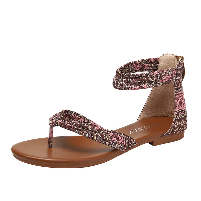 Women's Sandals New Women's Casual Strap Flat Bottom Versatile Beach Vacation Caligae Shoes