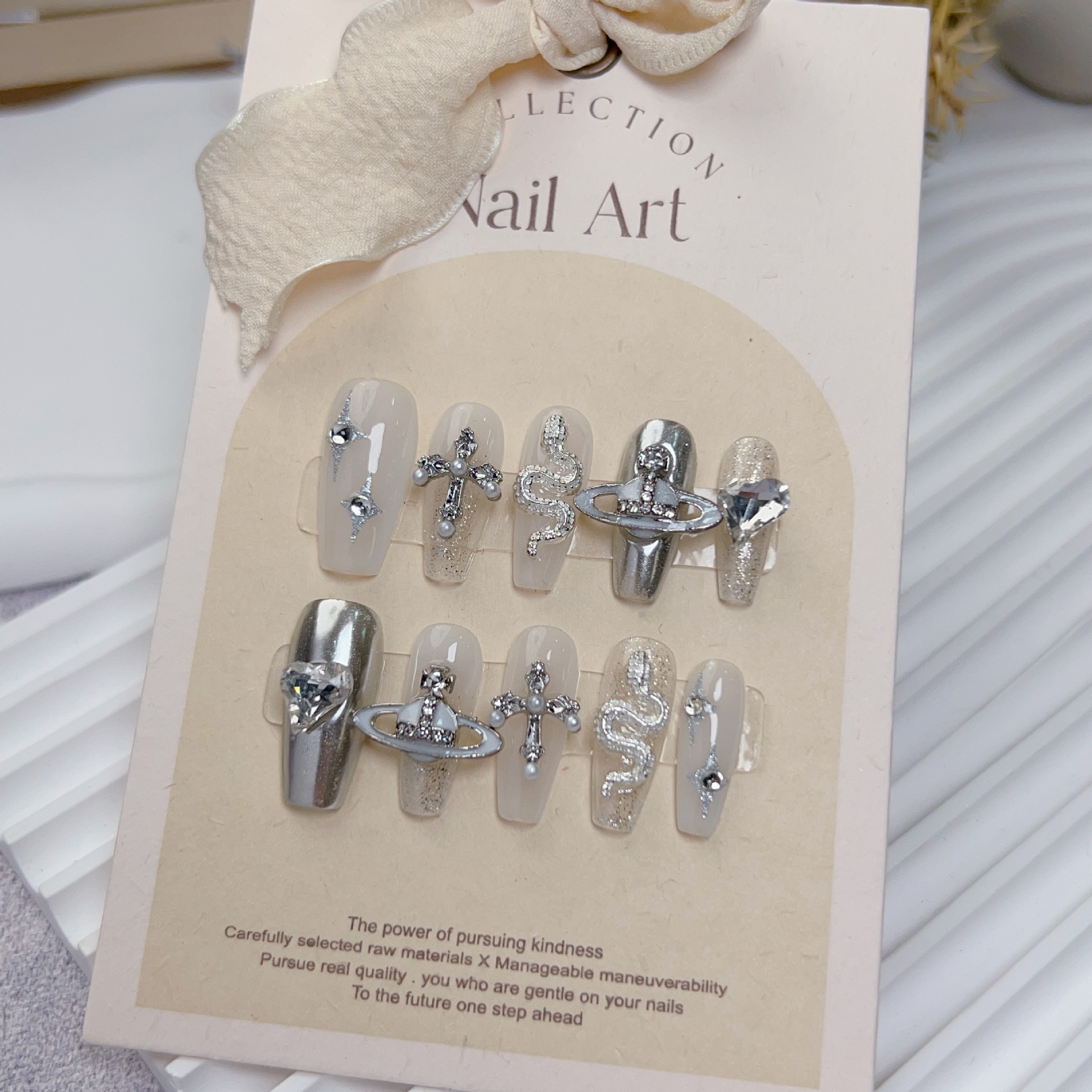 2023 new pure hand-worn nail butterfly flowers starry sky cat eye aurora nail can be disassembled and reused heavy industry nail
