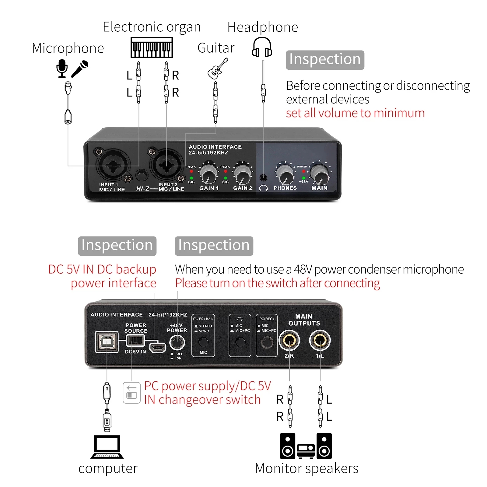 Audio interface USB Sound card UR24C UR22C professional recording dubbing Composing Equipment mobile computer live Singing