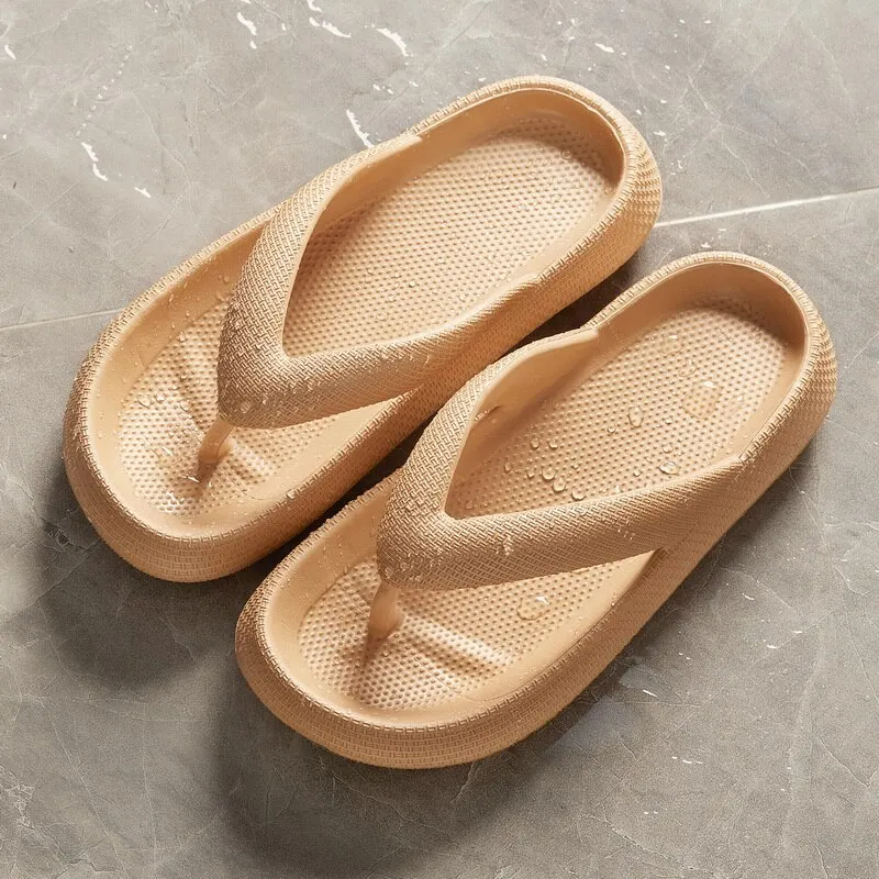Soft Sole Eva Non-Slip Cloud Slippers Summer Indoor&Outdoor Beach Flip Flops Thick Bottom Bathroom Slides For Woman Man