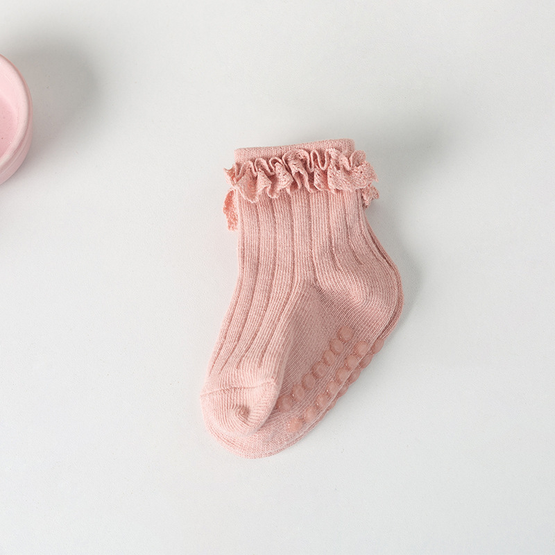 Baby Socks Infant Newborn Socks Cotton Solid Color Lace Ruffle Baby Floor Socks Baby Girls Socks Clothes Accessories