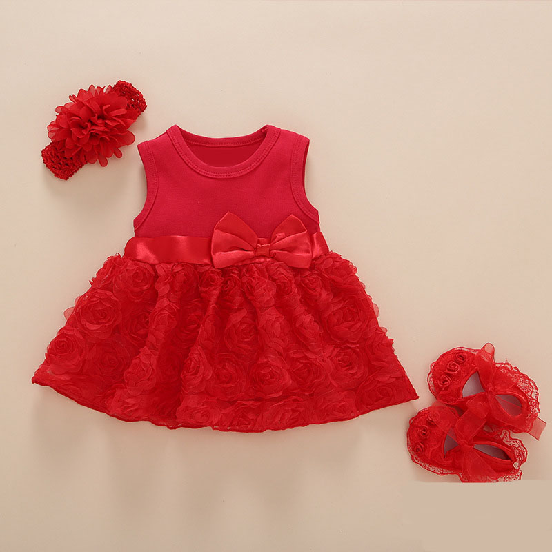New Born Baby Girls Infant Dress&clothes Summer Kids Party Birthday Outfits 1-2years Shoes Set Christening Gown