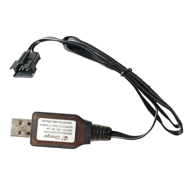 1Pc 7.4v (3.7v x2) Charger SM-4P Li-ion battery Electric RC Toys car boat USB Charge Cable Black one size