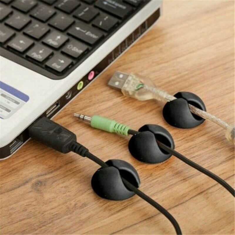 20pcs/pack Cable Clips Tidy Cord Lead Desk Organiser USB Charger Holder Self-Adhesive