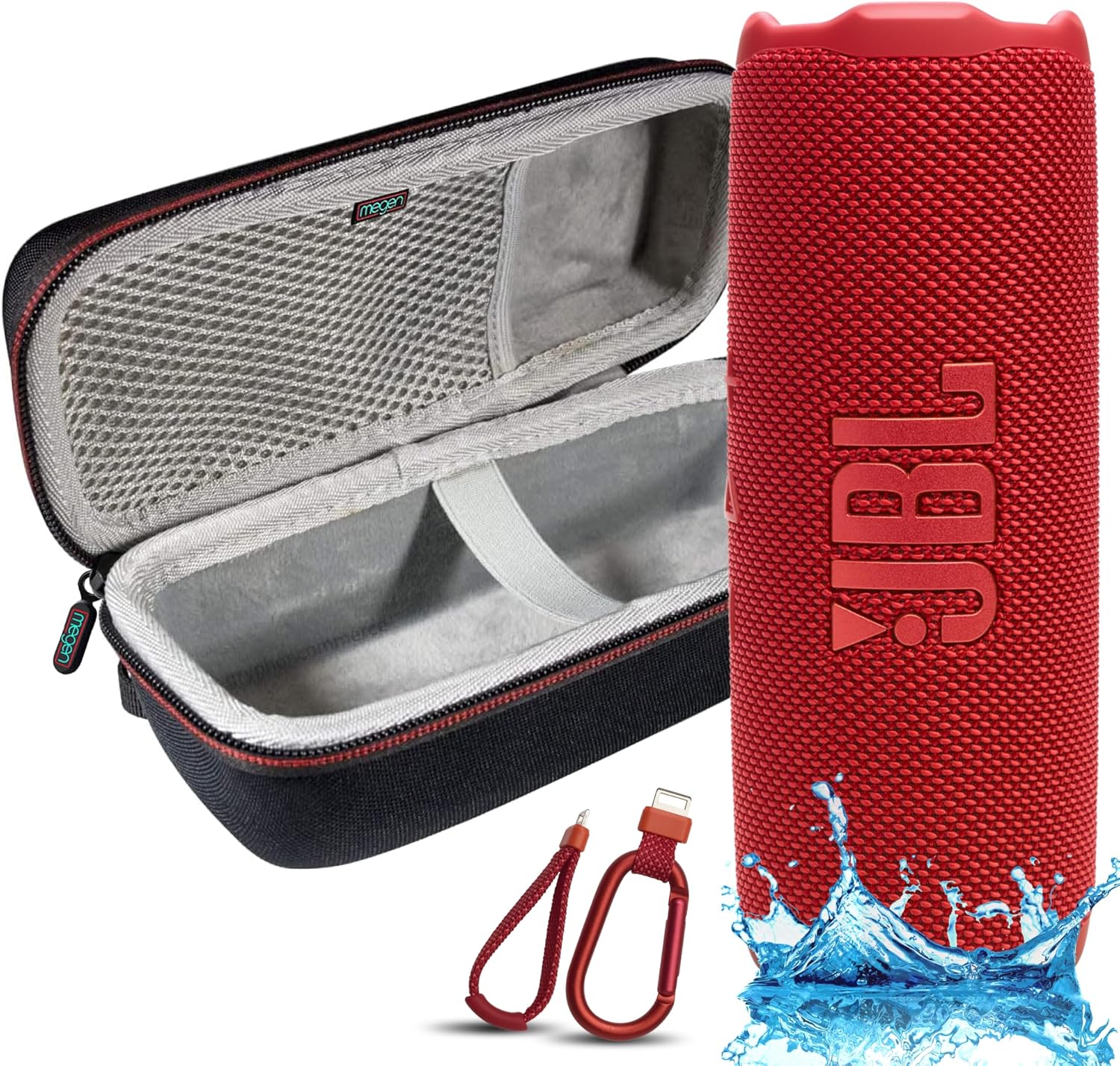 JBL Flip 7 Portable Bluetooth Speaker, IP68 Waterproof, Dustproof, Drop-Proof, PushLock System, AI Sound Boost, 16H Battery, Megen Hardshel Protection
