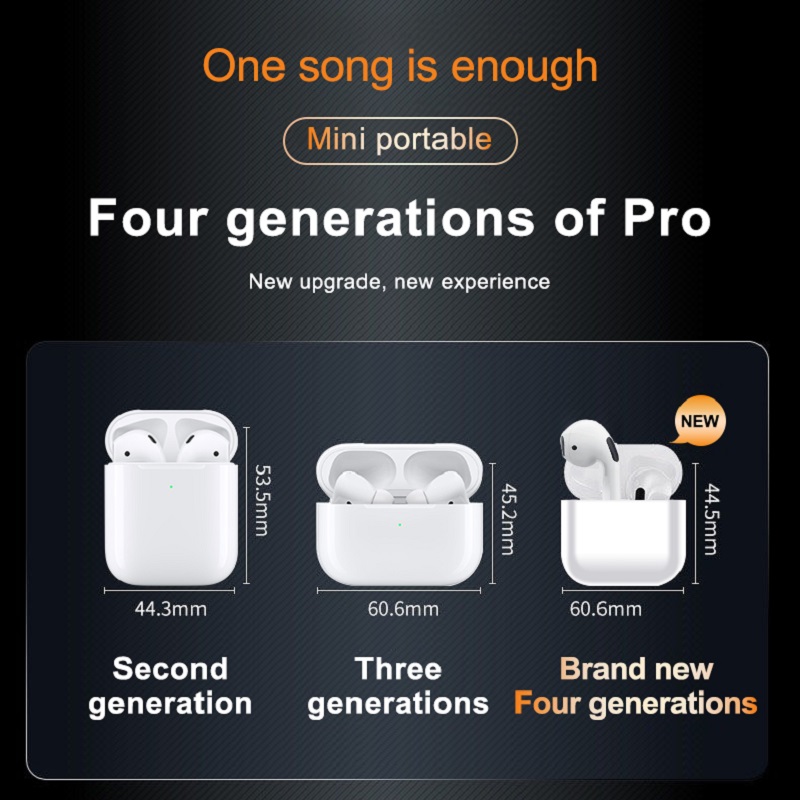 Airs Pro 4 Tws Blutooth Earphone Wireless Sports Gaming Headphones Stereo Earbuds Bluetooth 5.0 for Smart Phone