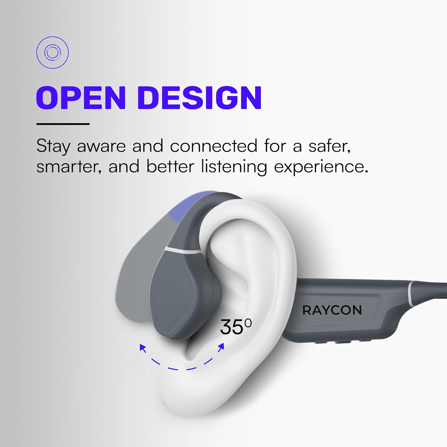 Raycon Bone Conduction Headphones Bluetooth - Open Ear Running Headphones, Sweat & Water-Resistant Earbuds with Mic for Sports & Workouts, 13hr Playti