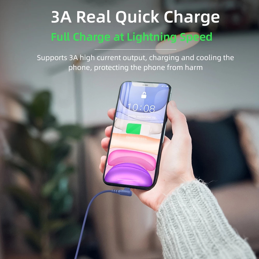 90 Degree Elbow Fast Charge Charger USB Cable For iPhone 12 6 6s 7 8 X XS 11 Pro MAX 5 5S SE Origin Cord Wire iPhon Cable 2m