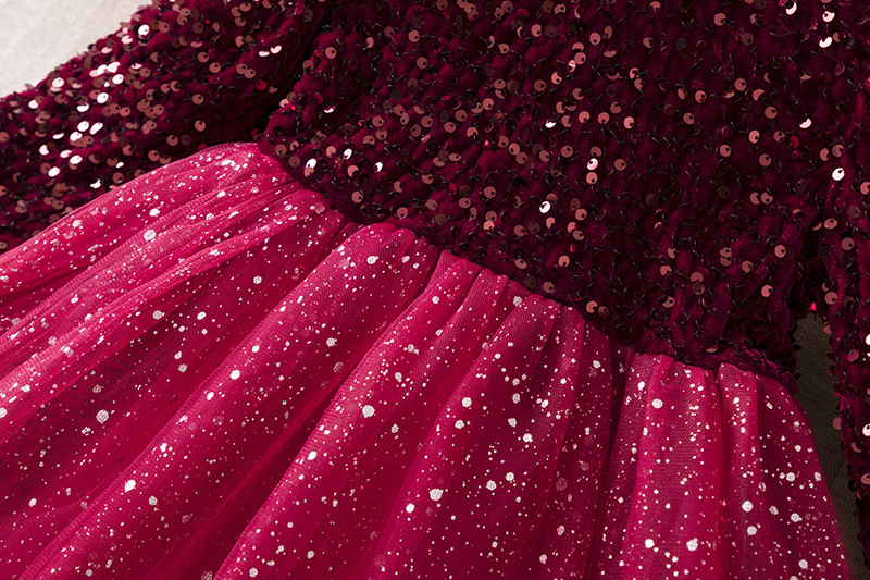 Girls Princess Party Dresses for 3-8 Yrs Kids Birthday Wedding Evening Prom Gown Spring Fall Long Sleeve Children's Dress