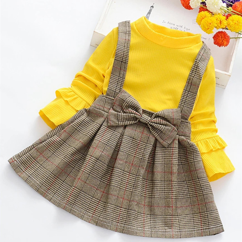 New Girls Dress Autumn Winter Cute Bow Long Sleeve Princess Dress for Girl Kids Party Dress 2 6 7 Years Kids Clothing Christmas