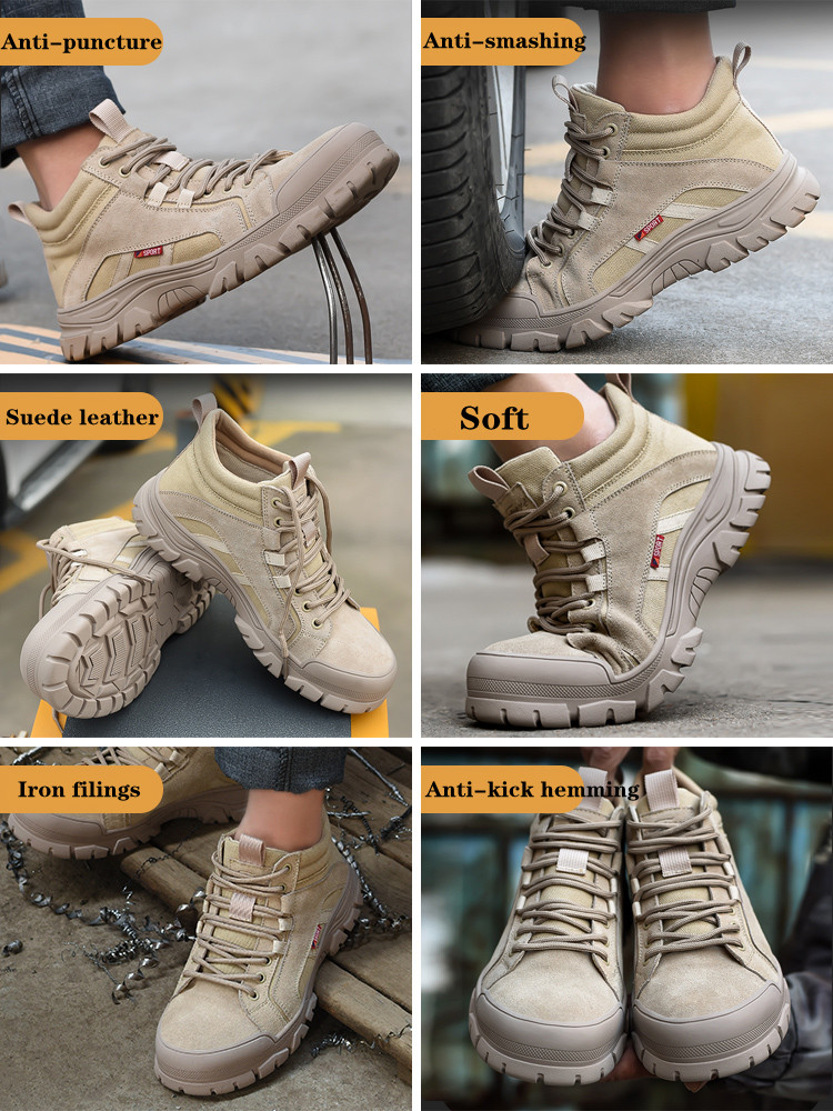Work Safety Boots Steel Toe Protective Safety Boots Men Women Work Sneakers Kevlar Head Wrap Cool Indestructible