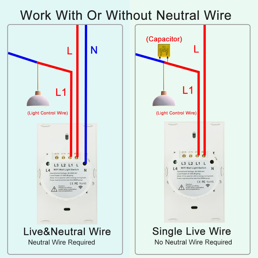 Graffiti Smart American Standard Switch Single live line Zero line Universal WiFi Remote Control Tempered Glass Panel Touch swit