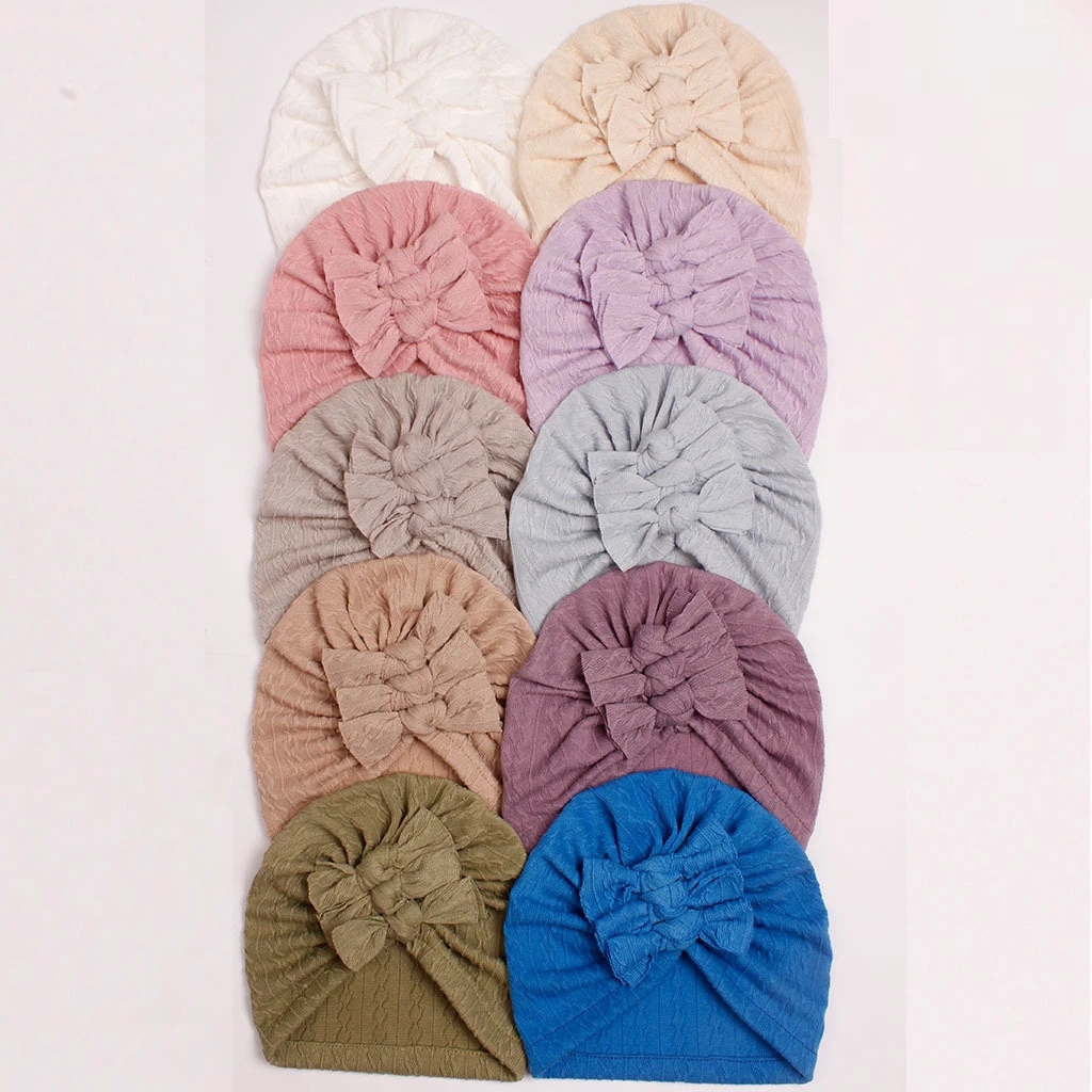 1Pcs Cable Bow Baby Turban for Kids Elastic Knit Turban Girls Hats Soft Cotton Kids 3 Layers Bowknot Headwear Hair Accessories