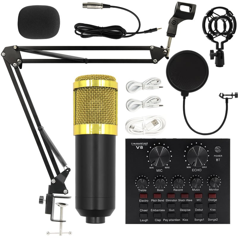BM800 condenser microphone microphone + V8 sound card anchor computer recording support large diaphragm live set