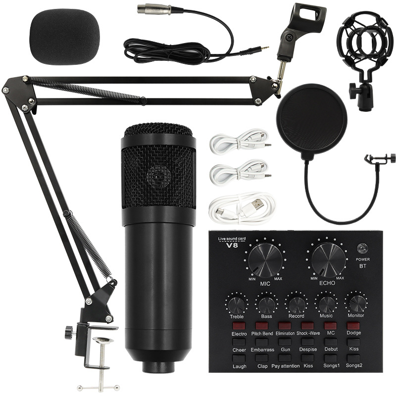 BM800 condenser microphone microphone + V8 sound card anchor computer recording support large diaphragm live set
