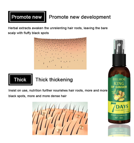 Ginger Oil Hair Booster Serum Spray Nourish Scalp Hair Follicles Refresh Control Oil Strengthen Hair Roots Nutrient Solution
