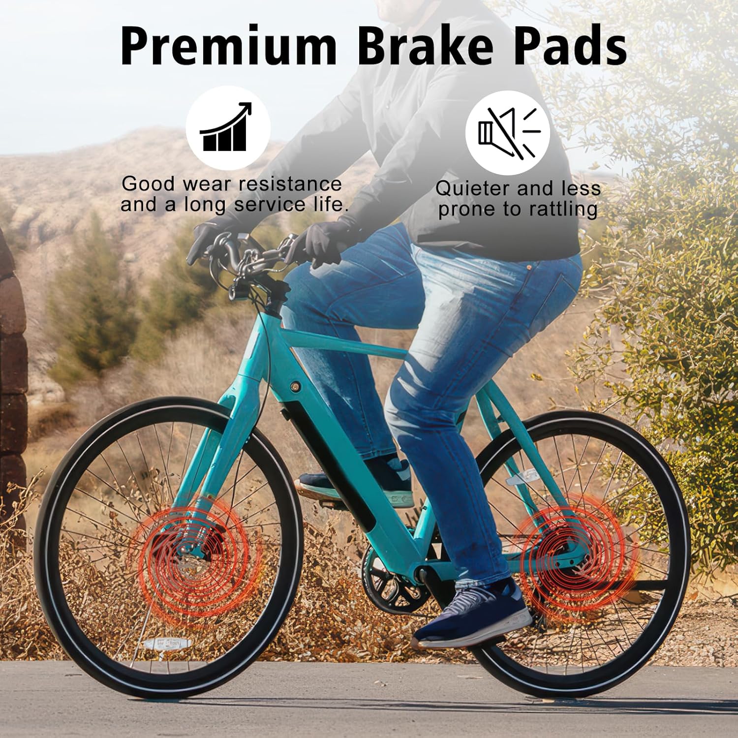 JERBOR Brake Pads for Aventon Pace/Sinch/Soltera/Level/Aventure/Abound, Copper-Based sintered Rear Front Disc Brakes Brake Pad Accessories, Ebike Repl