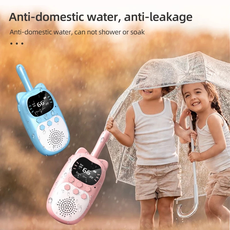 2pcs Children Walkie Talkie Kids Rechargeable 1000mAh Handheld 0.5W 3km Radio Transceiver Interphone Toy For Girls and Boys Gift