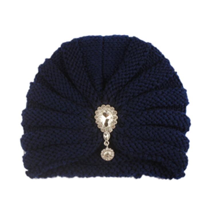 Baby knitted warm cover cap children's wool with drill hat