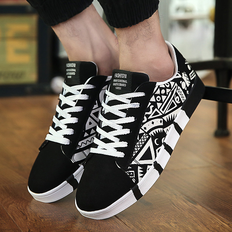 New men's sports shoes casual shoes men couple printing fashion flat shoes