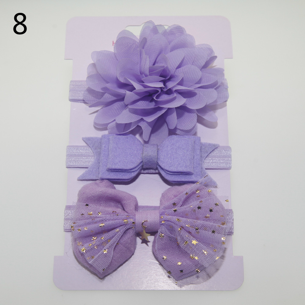 Fashion Korean Flower Hair Band Child Bow Three Piece