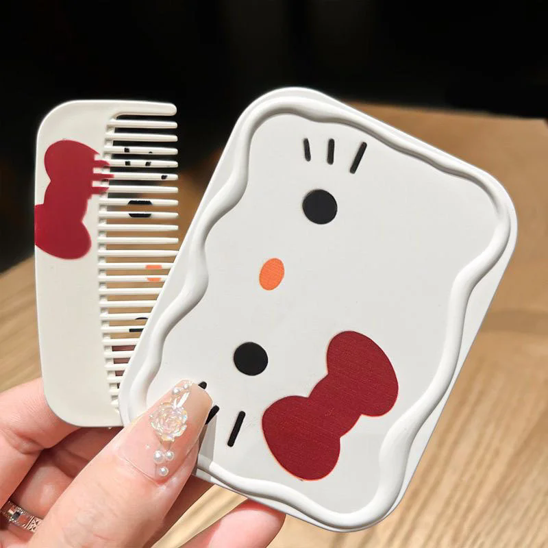 Hello Kitty Butterfly Mini Folding Mirror – Lightweight Student-Friendly Makeup & Comb Mirror with Seamless Single-Piece Constru