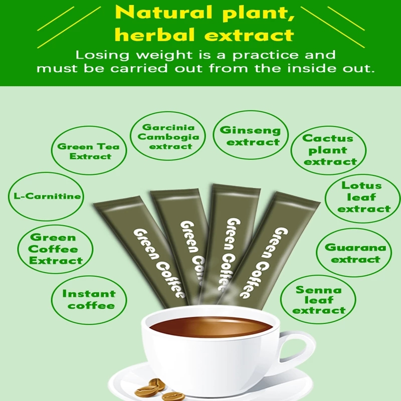 1packs/20bags Chinese Natural Antioxidant Cleans Intestines Weight Loss Enhancer Dietary Supplement Energy Booster Green Coffee