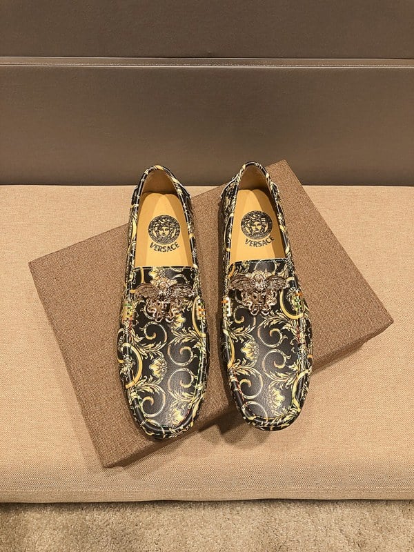 Versace casual shoes Low-cut peas shoes One-legged lazy shoes Men's leather shoes Driving shoes Size 38-44