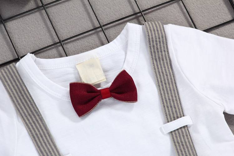 Summer Kids Boys Bow Clothes Sets Baby Gentleman High Qulity Short T shirt + Pants Toddler Boy Clothing Casual Kids Outfits Baby