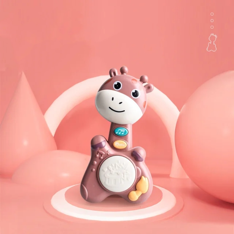 Musical Flashing Baby Cartoon Deer Hand Drum Early Learning Education Toys Infant Hand Bell Mobile Newborn Weep Tear Toy