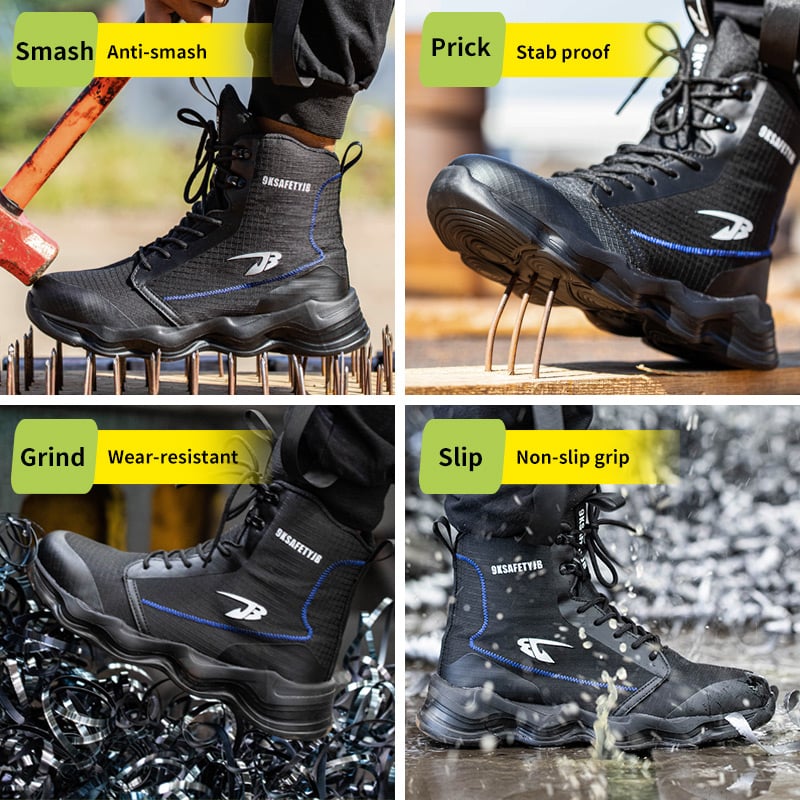 High Top Safety Shoes Men Breathable Steel Toe Work Shoes Puncture Proof Sneaker For Man Work Safety Boots Industrial Footwear
