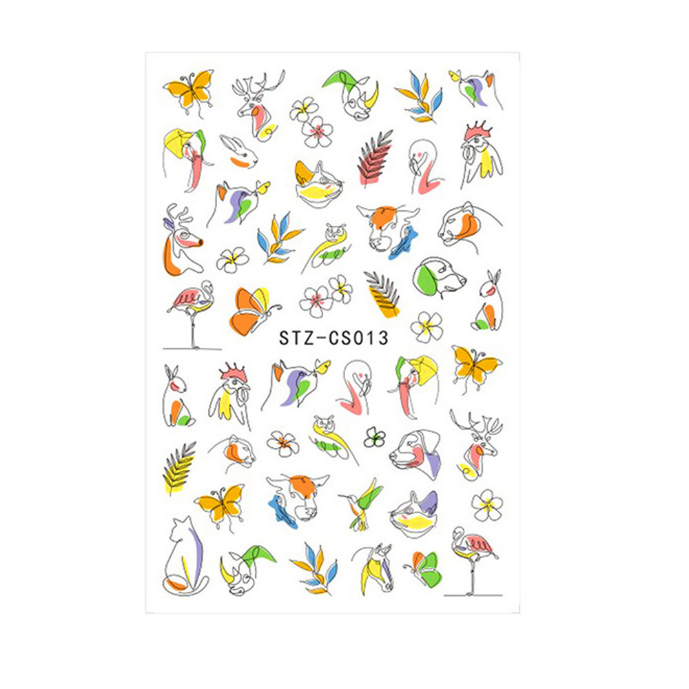 Fashion Nail Sticker Geometric Abstract Line Nails Inspired Decals Art 3D Adhesive Sliders Manicure Accessory