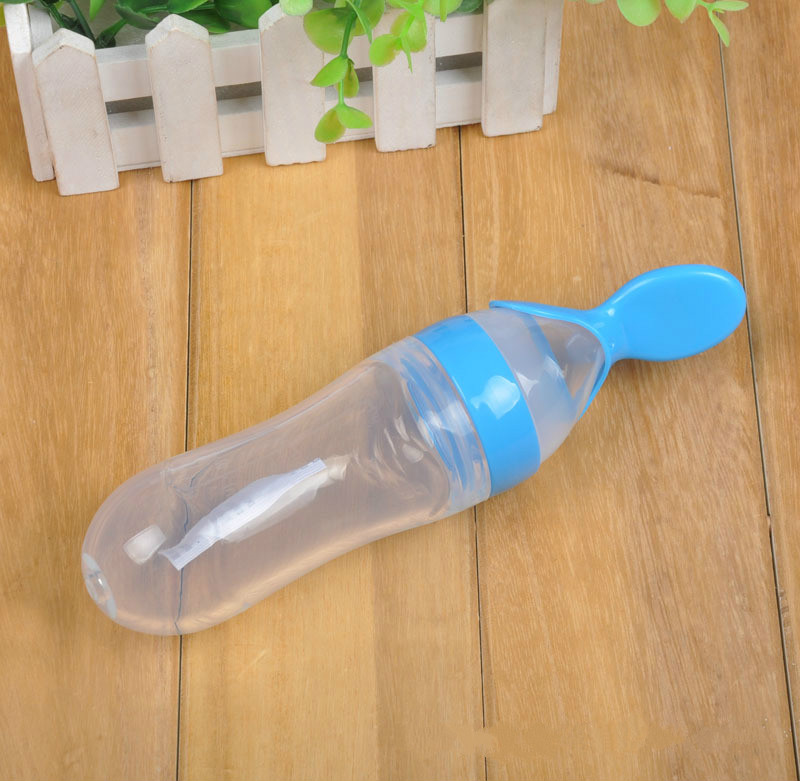 Baby Cereal Bottle Silicone Bottle Squeeze Spoon Child Food Supplement Bottle